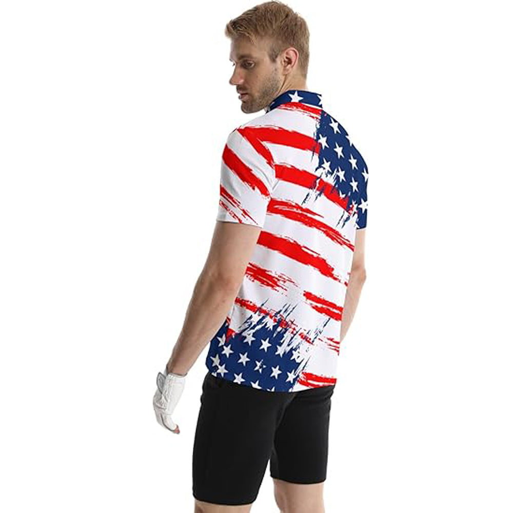 Golf Polo Shirts For Men Funny Print Quick Dry Short Sleeve Performance Golf Shirts Moisture Wicking Polo Shirts