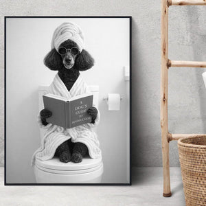 Bathroom Art, Cute Dog With Pink Pajamas, Dog Lady Custom Pet Portrait - Funny Dog Bath Portrait, Personalized Pet Gift