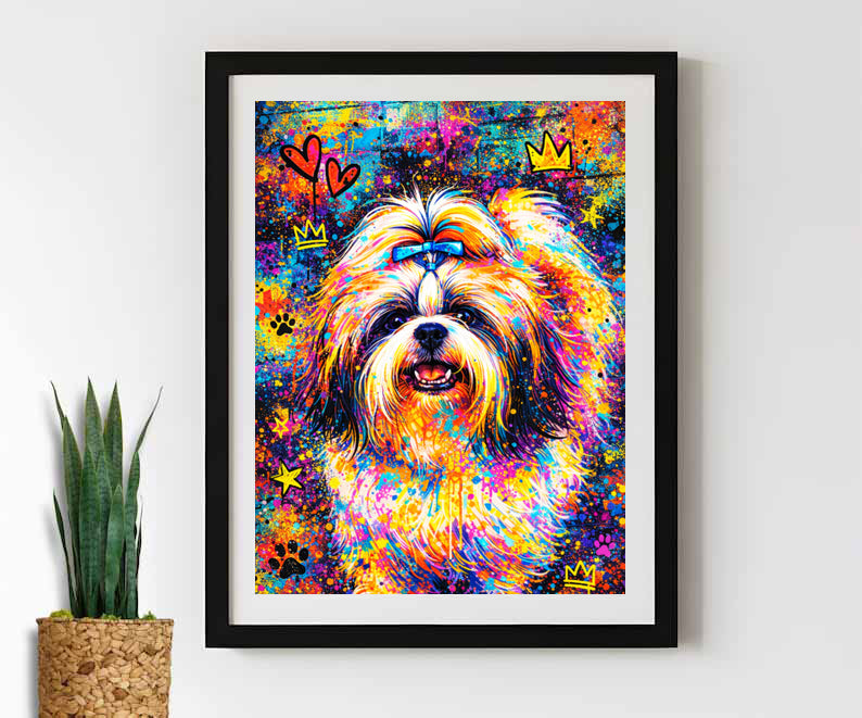 Graffiti Style Custom Dog Photo Wall Art Colorful Urban Dog Portrait with Street Art Vibes Modern Pop Pet Print for Dog Lovers