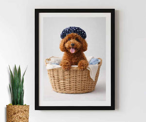 Dog Laundry Portraits Custom Pet Prints in Washer & Ironing Personalized Laundry Room Digital Wall Art