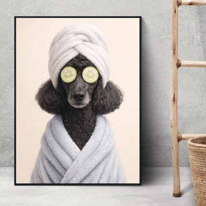Custom Dog Bathroom Portraits Funny Dog Spa Prints - Funny Cat Spa Personalized Bathroom Wall Art