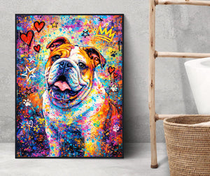 Graffiti Style Custom Dog Photo Wall Art Colorful Urban Dog Portrait with Street Art Vibes Modern Pop Pet Print for Dog Lovers