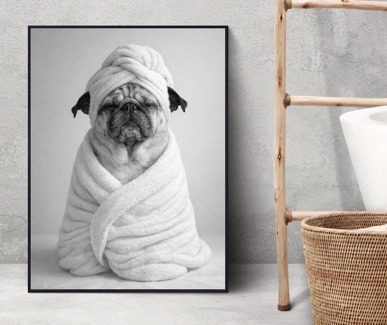 Custom Pet Portrait Humorous Bathroom Scene, Personalized Dog or Cat Photo Art, Unique Gift for Pet Lovers, Pet Christmas Gift, Pet Owner Ver 2