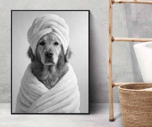 Custom Pet Portrait Humorous Bathroom Scene, Personalized Dog or Cat Photo Art, Unique Gift for Pet Lovers, Pet Christmas Gift, Pet Owner