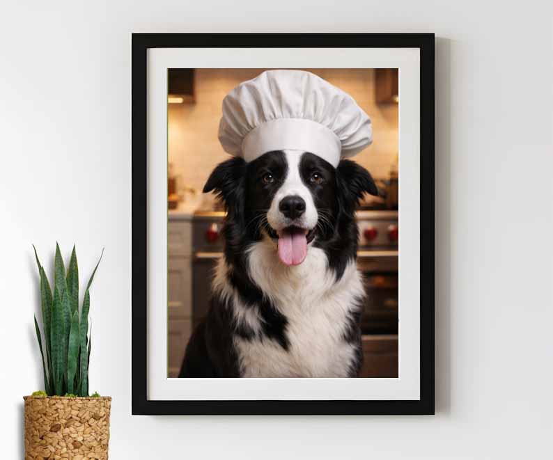 Kitchen Chef Funny Dog Art Funny Animal Print, Coffee Lover Gift, Dog Lovers Gift , Dog Mom Gift Dog Dad Gift