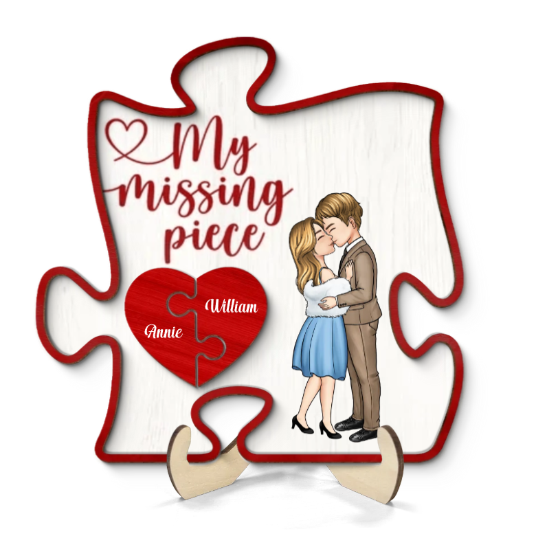 My Missing Piece Romantic Couple Puzzle Red Piece - Personalized Picture Frame - Anniversary Gift For Couple