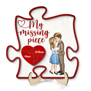 My Missing Piece Romantic Couple Puzzle Red Piece - Personalized Picture Frame - Anniversary Gift For Couple