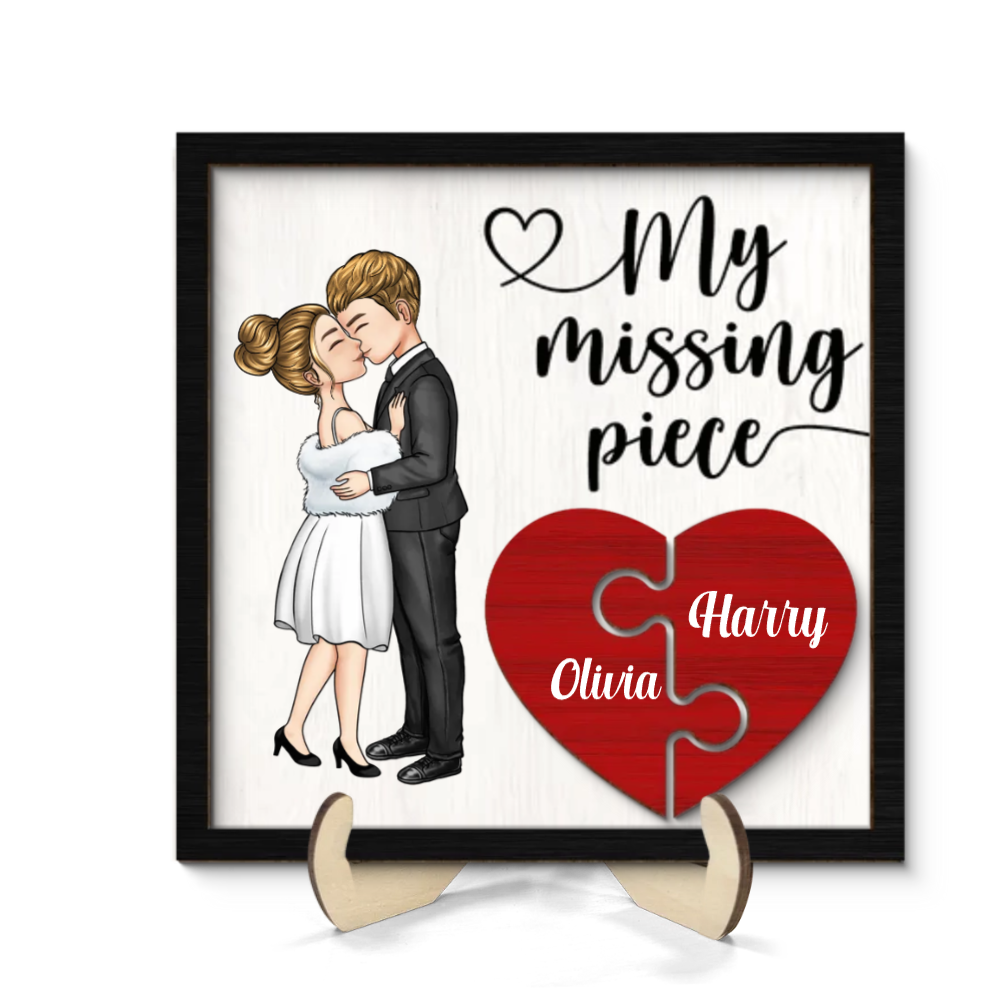 My Missing Piece - Personalized Square Picture Frame - Gift For Couple, Valentine's Gift