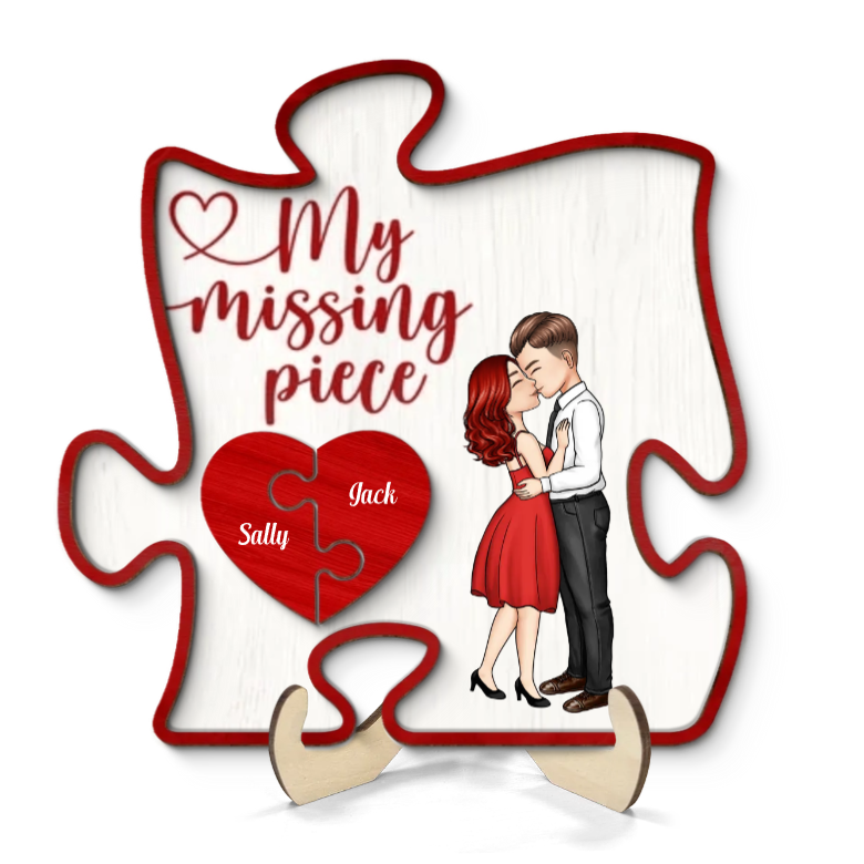 My Missing Piece Romantic Couple Puzzle Red Piece - Personalized Picture Frame - Anniversary Gift For Couple