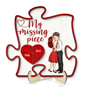 My Missing Piece Romantic Couple Puzzle Red Piece - Personalized Picture Frame - Anniversary Gift For Couple