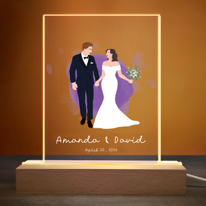 We Said Yes Wedding Photo Portrait - Personalized 3D LED Light Wooden Base - Gift For Couple, Wedding Gift, Valentine's Day Gift