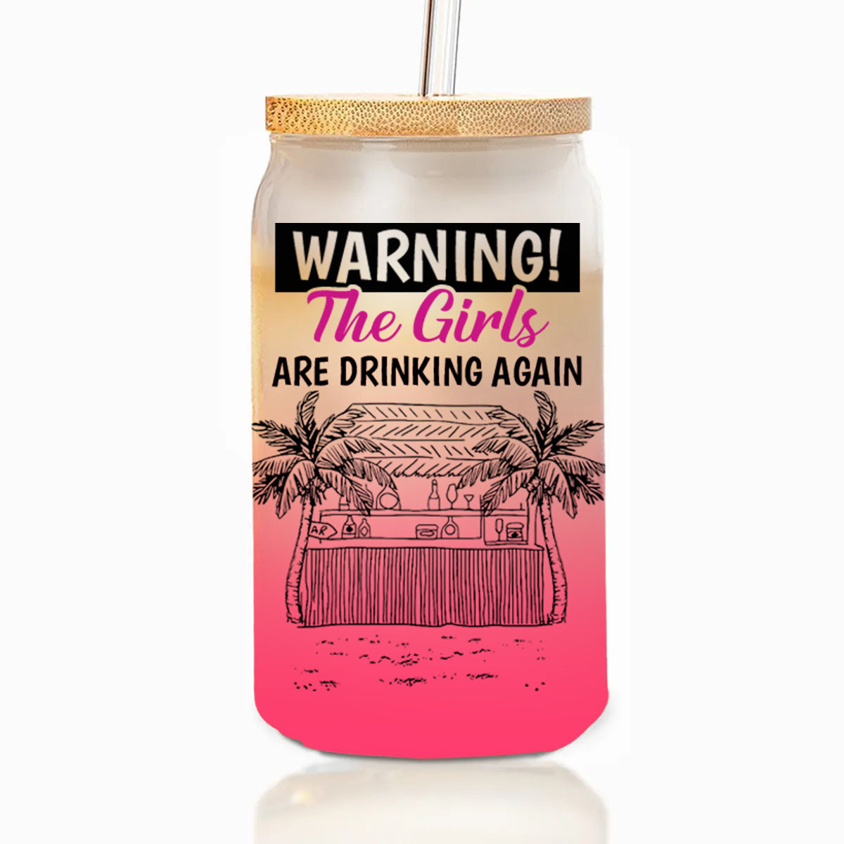 Sip Sip Hooray Ladies - Personalized Custom Ombre Frosted Glass Can