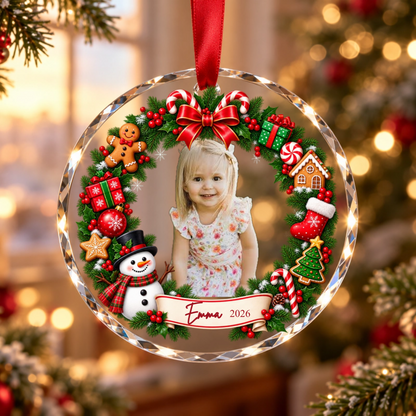 Custom Kids Photo Ornament, Personalized Picture Hanging Ornament, Kids Name Christmas Gift, Photo Keepsake Ornament, Baby Photo Ornament