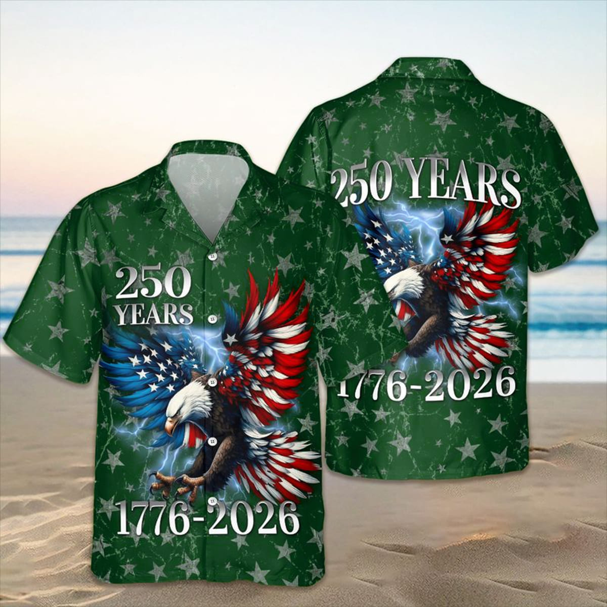 Personalized 250th Anniversary Eagle Patriotic American Hawaiian Shirts