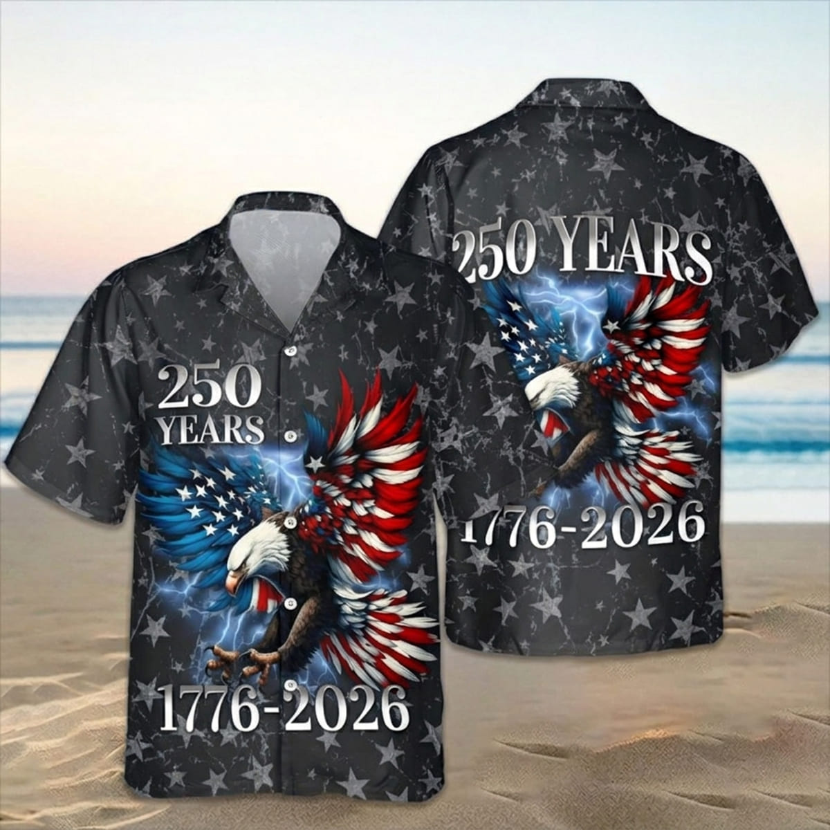 Personalized 250th Anniversary Eagle Patriotic American Hawaiian Shirts