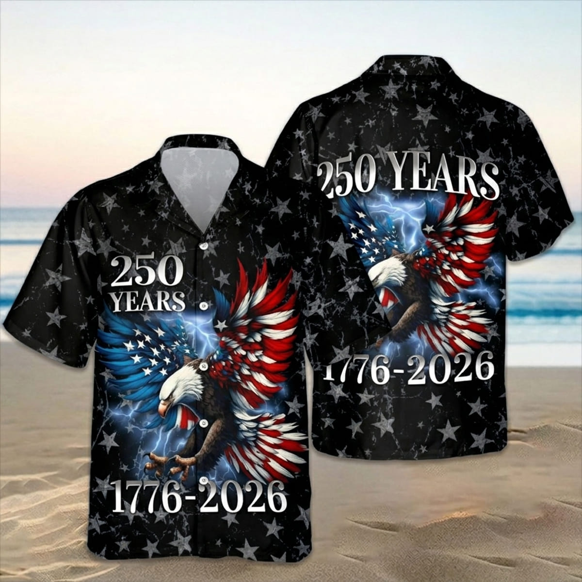 Personalized 250th Anniversary Eagle Patriotic American Hawaiian Shirts