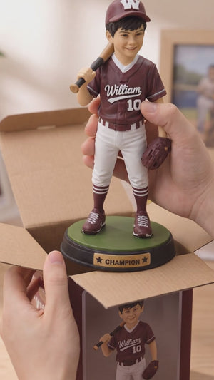 Personalized Baseball Player 3D Figurine, Custom Photo, Name & Jersey Number Keepsake