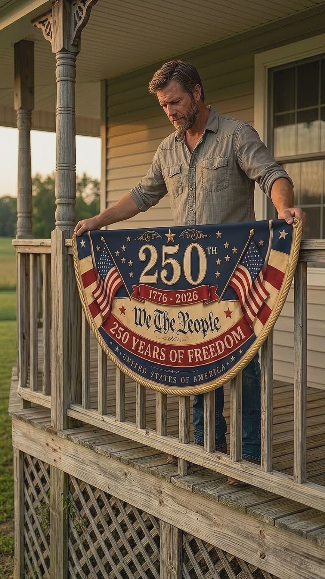 Usa 250th Anniversary Patriotic Bunting Banner America 1776 2026 Semicircle Fence Flag Christian Freedom Porch Decor Gift For Dad 4598ef0c-a71a-46d3-89be-23091c7e9d9f-CRL1780910654949118.mp4