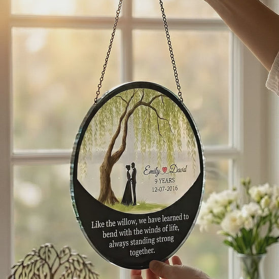9th Anniversary Willow Tree Gift, 9 Year Anniversary Willow Glass Suncatcher, Willow Tree 9 Year,Anniversary Gifts,Anniversary,Couples Gifts a7156871-cb9c-4c86-b46f-519f793feb94-PSL1753928045798158.mp4
