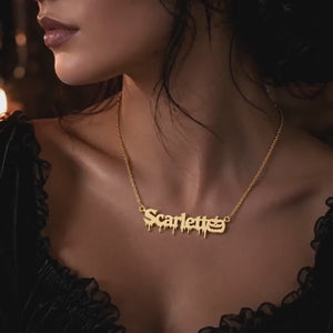 Custom Halloween Name Necklace, Gothic Jewelry, Personalized Gothic Name Necklace, Witch Ghost Bat Pendant, Spooky Gift, Halloween Gift.