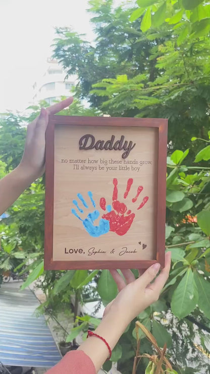 Personalized Fathers Day Handprint, Best Dad Ever Hands Down Frame, Kids Gift for Dad, Present for Papa, Father's Day Gift