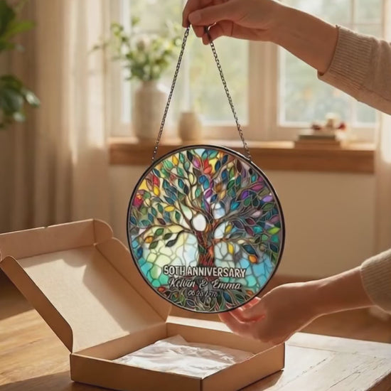 Personalized Tree of Life 50th Anniversary Gifts, Tree of Life Glass Suncatcher, Golden Anniversary Suncatcher, Anniversary Gift For Parents 8b60ca5c-91ff-4fb5-8114-3650f0740b7a-PSL1782717784425472-converted.mp4
