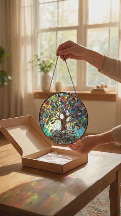 Personalized Tree of Life 50th Anniversary Gifts, Tree of Life Glass Suncatcher, Golden Anniversary Suncatcher, Anniversary Gift For Parents 8b60ca5c-91ff-4fb5-8114-3650f0740b7a-PSL1782717784425472-converted.mp4