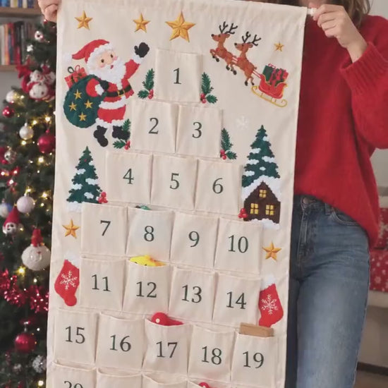 Personalized Advent Calendar for Kids, Custom Name 24 Pocket Christmas Countdown, Fabric Hanging Calendar, Sibling Christmas Tradition 27badb3c-104d-4e5c-9e09-903f3ff155a5-fghffreeee.mp4
