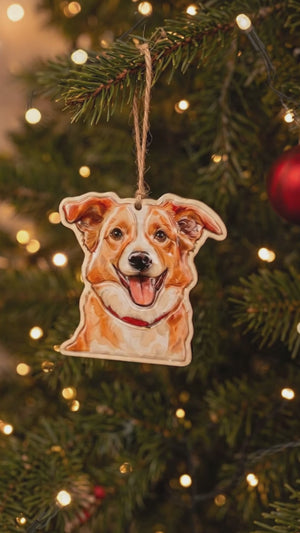 Personalized 3D Pet Portrait Ceramic Ornament – Custom Dog Christmas Tree Decoration