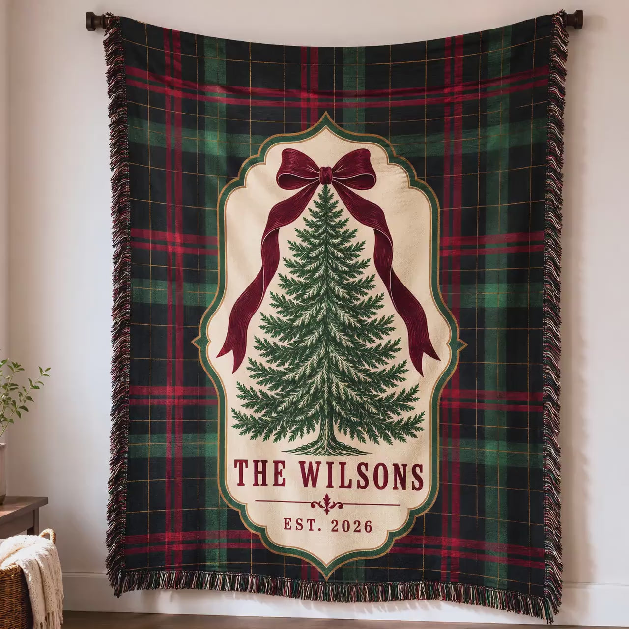 Personalized Woven Blanket Custom Family Name Tartan Plaid Christmas Throw Holiday Tree Gift af8083ba-65e6-4e83-864f-94ae36687e7b-bvghfgh.mp4