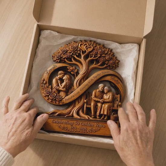 Personalized Infinity Tree Wooden Plaque, Custom 50th Wedding Anniversary Gift for Couples, 2D Printed Golden Anniversary Keepsake ff707fa0-ea91-4d3d-a346-c175901df12a-pautfqndos6txsoeuslr.mp4