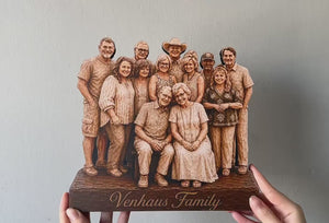 Personalized Custom Photo Figurine, Wooden Family Portrait Statue, Custom Couple Photo Gift, Anniversary Gift For Parents, Wedding Keepsake