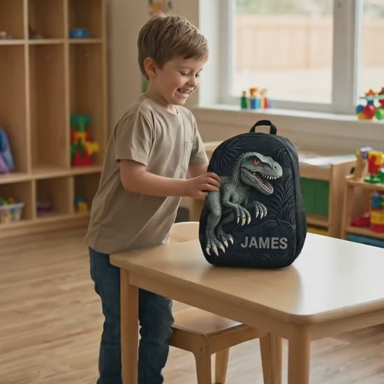 Personalized Kids Backpack, Dinosaur Back To School Backpack, Dinosaur Backpack Birthday Gift For Boys, School Bag For Children Toddler 62c6114d-a36d-4eea-9e69-8ad46e0898f8-PSL1757488342496832-converted.mp4
