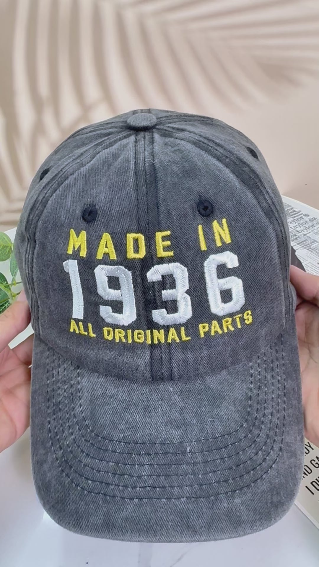 90th Birthday gift Vintage Embroidered Hat for 90th Birthday Born In 1935 Cotton Twill Cap a89c7018-403e-4236-ae7a-89ec726c8afe-PSL1737432396557130.mp4