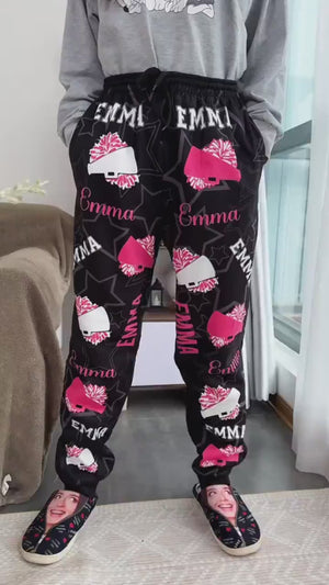 Cheerleader Personalized Sweatpants, Custom With Vignette Color And Name, Lovely Gift For Cheerleader Girls, Cheerleading Gift For Girls