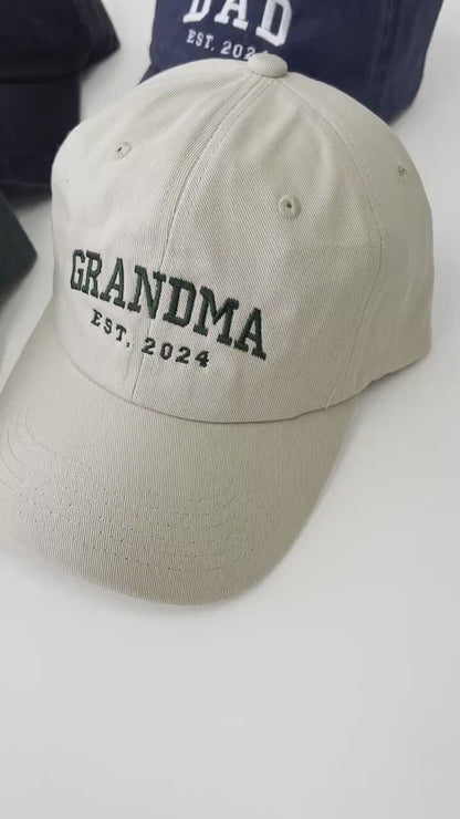 Custom Embroidered Hat, Personalized Date, Vintage Baseball Hat, Gift For New Grandma Grandpa, Pregnancy Announcement, Mothers day gift