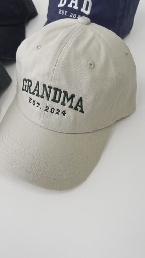 Custom Embroidered Hat, Personalized Date, Vintage Baseball Hat, Gift For New Grandma Grandpa, Pregnancy Announcement, Mothers day gift