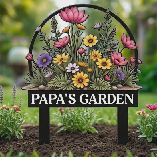 Personalized Garden Metal Sign With Stakes, Custom Garden Name Sign, Garden Flower Sign, Metal Yard Art, Housewarming Gift 9b66e4a8-a8c3-4f4c-b9de-cd27148a15d6-PSL1758766984541581-converted.mp4