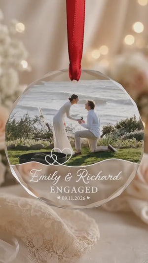 Custom Engagement Photo Ornament, Engagement Ornament, Personalization Marriage Proposal Gift, Couple Photo, Engaged Ornament, Engaged Gift