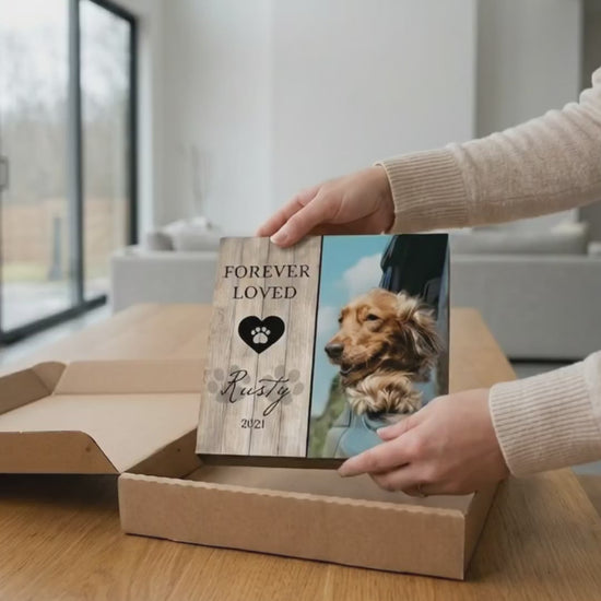 Personalized Pet Memorial Printed 4 or 6 - Wood Photo Block - Dog Loss Gift - Dog Memorial Frame - Pet Loss - Pet Memorial - Forever Loved 863461c1-a0d3-429d-b550-e108cfa9ceef-PSL1753415362583296-converted.mp4