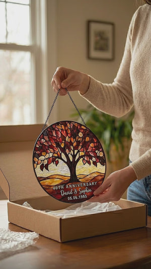 Personalized 40th Wedding Anniversary Stained Glass Suncatcher, Ruby 40th Wedding Anniversary Gift, 40th Wedding Anniversary Keepsake 898c9437-9aca-4365-b698-595b68d60c53-PSL1757662847069336.mp4
