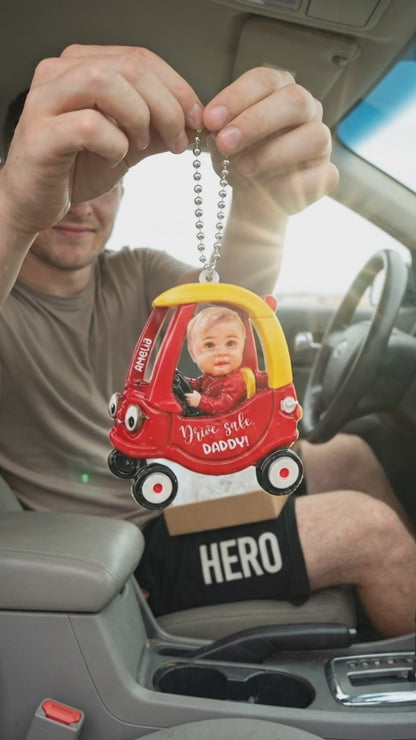 Personalized Kids Photo Real 3D Raised Ornament For Dad, Custom Drive Safe Daddy Car Ornament, Father's Day Gift, Drive Safe Gift For Grandpa