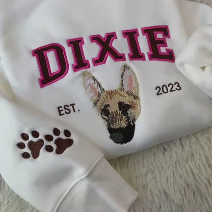 Custom Dog Face Embroidered Sweatshirt, Personalized Pet Crewneck Hoodie, Embroidered Cat Crewneck, Gift for Dog Mom, Pet Lovers Gift
