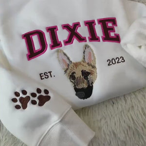 Custom Dog Face Embroidered Sweatshirt, Personalized Pet Crewneck Hoodie, Embroidered Cat Crewneck, Gift for Dog Mom, Pet Lovers Gift