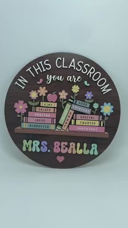 Custom Teacher 3D Door Hanger, In this Classroom You Are, Cute Teacher Door Sign, Back to School Gift, Custom Teacher Name, Classroom Decor