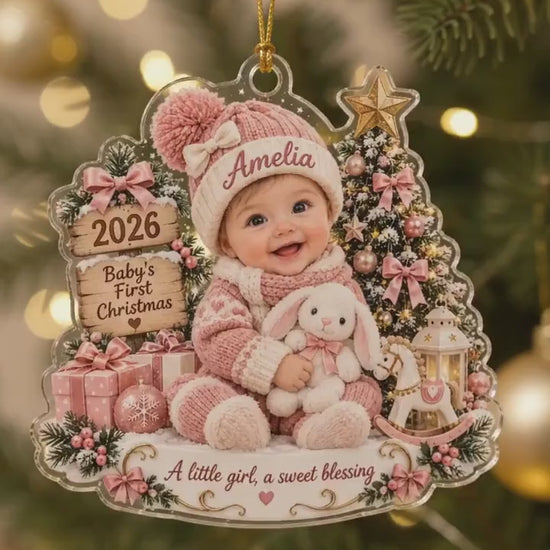 Custom Baby Name Acrylic 2D Flat Ornament, Personalized Baby’s First Christmas Ornament, First Christmas Keepsake, Newborn Baby Gift a45a350b-02bb-4230-abb5-463ff4af88e3-hjjjjjjj.mp4