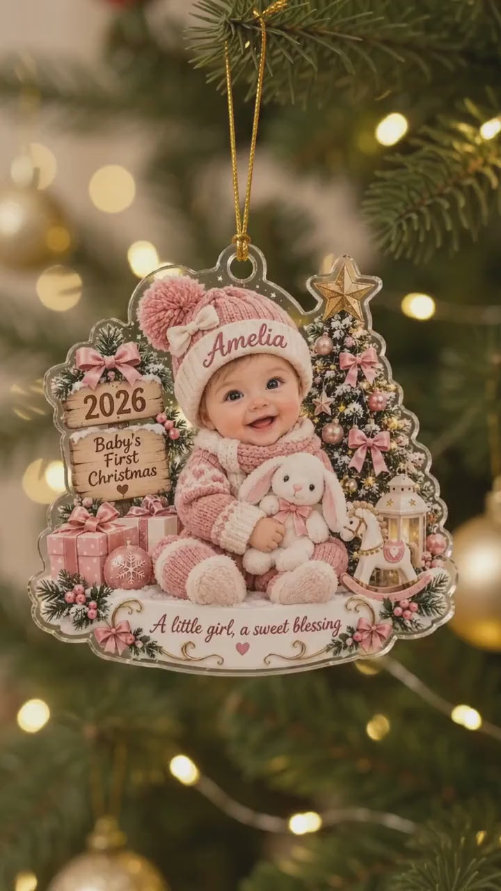 Custom Baby Name Acrylic 2D Flat Ornament, Personalized Baby’s First Christmas Ornament, First Christmas Keepsake, Newborn Baby Gift a45a350b-02bb-4230-abb5-463ff4af88e3-hjjjjjjj.mp4
