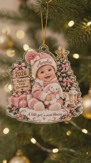 Custom Baby Name Acrylic 2D Flat Ornament, Personalized Baby’s First Christmas Ornament, First Christmas Keepsake, Newborn Baby Gift a45a350b-02bb-4230-abb5-463ff4af88e3-hjjjjjjj.mp4