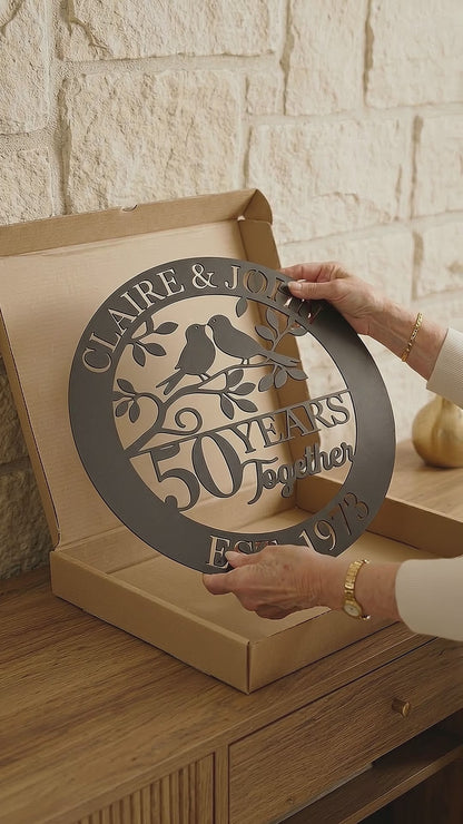 50th Anniversary Gift, Parents Anniversary, Golden Anniversary, 50 Year Anniversary Sign, Wedding Anniversary Metal Art, Doves Sign b5b94d7a-ae92-4306-8736-3de1a1a8536e-PSL1756262312175167.mp4