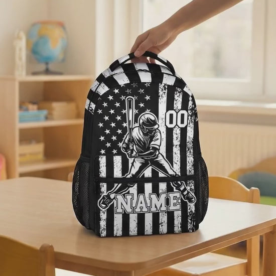 Kids Backpack for Boys, Custom Baseball School Backpacks for Sports Lovers, Personalized with Name Baseball Bookbag for Elementary Middle School, Back to School Gifts e3d682b2-e809-4237-9cda-608077df3369-PSL1754272399824568-converted.mp4